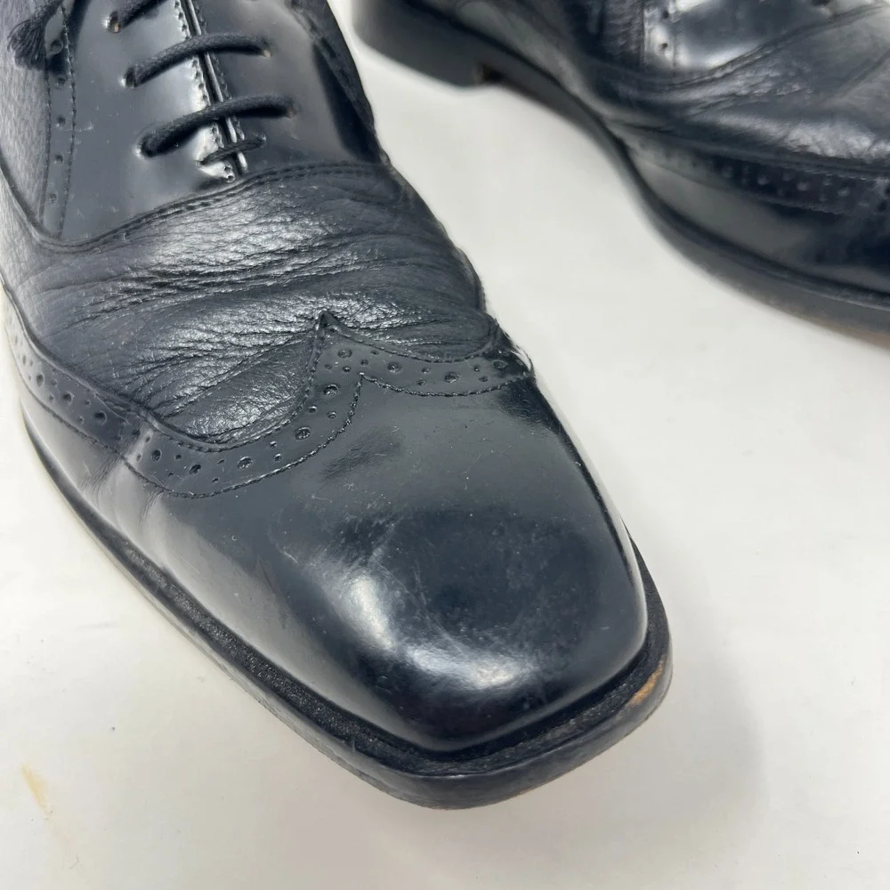 Mercanti Fiorentini Black‎ Leather Wingtip Oxford Dress Shoes Size 10M #7552